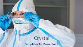  Presentation with clothing - Slide deck featuring doctor-or-nurse-in-protective background and a sky blue colored foreground