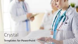  Presentation with hospital - Slide deck consisting of doctor-or-nurse-talking background and a light gray colored foreground