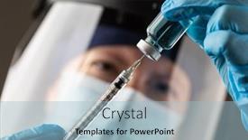  Presentation with surgical nurse - Audience pleasing presentation design consisting of doctor-or-nurse-wearing-surgical backdrop and a light blue colored foreground