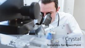  Presentation with biotech - Slide set consisting of doctor-or-scientist-looking-thru background and a light blue colored foreground