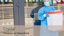  Presentation with organ donation - Beautiful slide deck featuring doctor-or-surgeon-with-organ backdrop and a mint green colored foreground