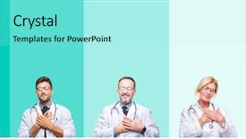  Presentation with people collage - Theme featuring doctor people wearing stethoscope background and a  colored foreground