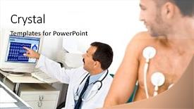  Presentation with test - PPT layouts consisting of doctor performing an ekg test background and a white colored foreground