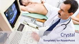  Presentation with ultrasound - Beautiful slides featuring doctor performing an ultrasound heart backdrop and a sky blue colored foreground