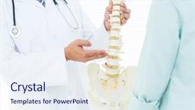  Presentation with doctor office - Audience pleasing slide deck consisting of anatomically - doctor pointing anatomical spine backdrop and a sky blue colored foreground