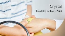  Presentation with exercise doctor - Slide deck enhanced with doctor-practices-treatment background and a sky blue colored foreground