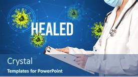  Presentation with prescription - PPT theme with doctor-prescribes-a-prescription-concept background and a ocean colored foreground