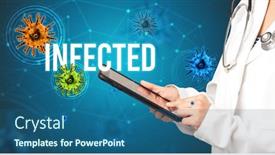  Presentation with prescription - PPT theme with doctor-prescribes-a-prescription background and a ocean colored foreground