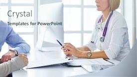  Presentation with medication - Cool new slide deck with doctor-prescribes-medication backdrop and a sky blue colored foreground