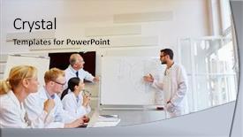  Presentation with medical training - Cool new PPT theme with doctor presenting at medical seminar backdrop and a soft green colored foreground