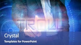  Presentation with blue design - Presentation featuring doctor presenting the word troll against futuristic shiny blue design background and a ocean colored foreground