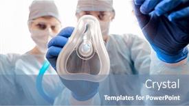  Presentation with first aid - Colorful PPT theme enhanced with doctor-puts-on-oxygen-mask backdrop and a seafoam green colored foreground