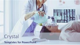  Presentation with hospital mask - Presentation design having doctor-putting-an-oxygen-mask background and a sky blue colored foreground