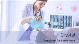  Presentation with mask - Presentation theme with doctor-putting-an-oxygen-mask background and a light blue colored foreground