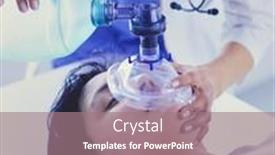  Presentation with hospital mask - PPT theme featuring doctor-putting-an-oxygen-mask background and a coral colored foreground