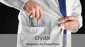  Presentation with bribe - Theme consisting of doctor putting bribe in pocket background and a light gray colored foreground