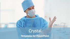  Presentation with rubber - Slide set consisting of gloved - handsome young doctor putting background and a light blue colored foreground