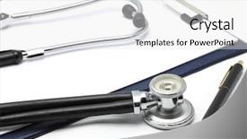 Presentation with clipboard stethoscope - Slide deck consisting of doctor questionnaire - clipboard with blank paper pad background and a white colored foreground