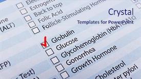  Presentation with laboratory blood test tubes - Slide deck enhanced with doctor questionnaire - laboratory test prescription background and a sky blue colored foreground