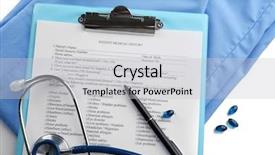  Presentation with clipboard stethoscope - Cool new slide deck with doctor questionnaire - stethoscope coat pills pen backdrop and a light gray colored foreground