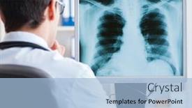  Presentation with radiologist - Audience pleasing presentation theme consisting of doctor radiologist looking at x-ray images backdrop and a light blue colored foreground