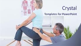  Presentation with medical training in patient care - Audience pleasing PPT theme consisting of doctor re examination - physiotherapist examining his patient back backdrop and a  colored foreground