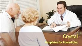  Presentation with senior couple - Cool new presentation with doctor reviews the medical test backdrop and a tawny brown colored foreground