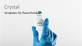  Presentation with medical vaccine - Theme featuring doctor-s-gloved-hand-holding background and a white colored foreground