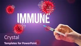  Presentation with syringe - PPT theme enhanced with doctor-s-hand background and a violet colored foreground