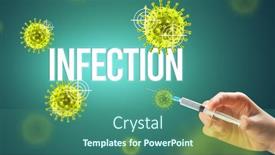  Presentation with syringe - PPT theme featuring doctor-s-hand background and a ocean colored foreground