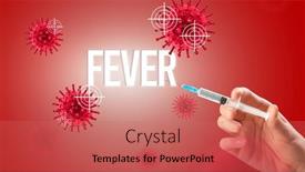 Presentation with syringe - PPT theme consisting of doctor-s-hand background and a coral colored foreground