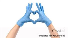  Presentation with medical heart - Cool new slides with doctor-s-hands-in-medical backdrop and a sky blue colored foreground