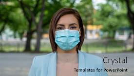  Presentation with mask nurse - Audience pleasing presentation design consisting of doctor-scientist-or-nurse-protrait backdrop and a light blue colored foreground