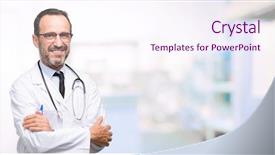  Presentation with medical - Presentation theme enhanced with doctor senior man medical professional background and a sky blue colored foreground