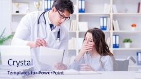  Presentation with lab test - Colorful theme enhanced with doctor sharing discouraging lab test backdrop and a  colored foreground