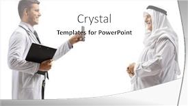  Presentation with phone - Presentation design enhanced with doctor-showing-a-mobile-phone background and a white colored foreground