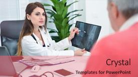  Presentation with knee - Theme featuring doctor showing a radiography background and a  colored foreground