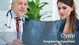  Presentation with knee - PPT theme enhanced with doctor showing a radiography background and a  colored foreground