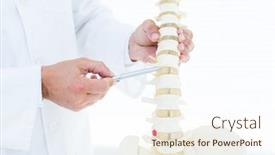  Presentation with spine - Amazing slide set having doctor showing anatomical spine with his pen in clinic backdrop and a cream colored foreground