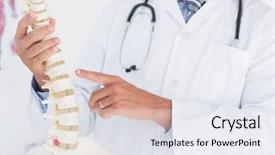  Presentation with spine - Theme consisting of doctor showing anatomical spine background and a sky blue colored foreground