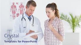  Presentation with medical clipboard - Theme with doctor-showing-clipboard background and a sky blue colored foreground