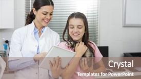 Presentation with digital health - Theme with doctor showing digital tablet background and a coral colored foreground