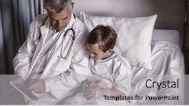  Presentation with digital hospital - Colorful PPT theme enhanced with doctor showing medical report backdrop and a light gray colored foreground