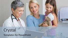  Presentation with digital hospital - Presentation design with doctor showing medical report background and a light blue colored foreground