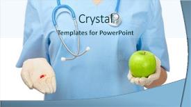  Presentation with capsules pills pill doctor prescription - Colorful theme enhanced with showing pill and green apple backdrop and a light blue colored foreground