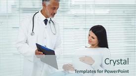  Presentation with quarter - Presentation design having doctor showing reports background and a  colored foreground