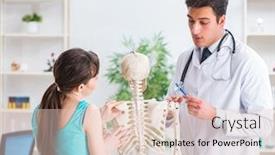  Presentation with injury - Presentation featuring doctor showing type of injury on skeleton to patient background and a lemonade colored foreground