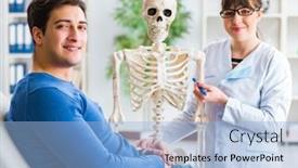  Presentation with skeleton - PPT theme enhanced with doctor-showing-type-of-injury background and a  colored foreground