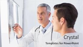  Presentation with doctor office - Beautiful theme featuring doctor showing x rays backdrop and a light gray colored foreground