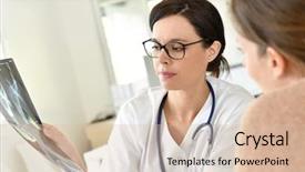  Presentation with xray - Cool new PPT theme with doctor showing xray results to patient backdrop and a lemonade colored foreground